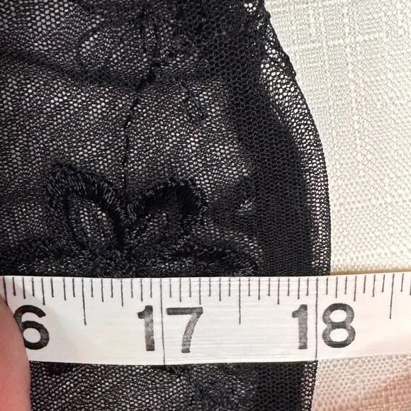 CHARLOTTE RUSSE Mesh Top Womens L Button Down Floral Embroidered Sheer Fairygoth - Picture 8 of 10